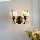 GobekUsa Modern Conical Crystal Wall Sconce with Black and Gold 2-Light for Living Room