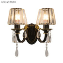 GobekUsa Modern Conical Crystal Wall Sconce with Black and Gold 2-Light for Living Room