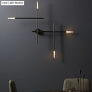 GobekUsa Contemporary Black/Gold Metallic Wall Light with LED Crossed Lines