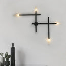 GobekUsa Contemporary Black/Gold Metallic Wall Light with LED Crossed Lines