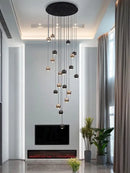 GobekUsa Crystal Ball Pendant Light for Modern Living Room, Black & Gold Luxury Fixture