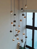 GobekUsa Crystal Ball Pendant Light for Modern Living Room, Black & Gold Luxury Fixture