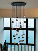 GobekUsa Crystal Ball Pendant Light for Modern Living Room, Black & Gold Luxury Fixture