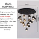 GobekUsa Crystal Ball Pendant Light for Modern Living Room, Black & Gold Luxury Fixture