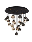 GobekUsa Crystal Ball Pendant Light for Modern Living Room, Black & Gold Luxury Fixture