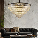 GobekUsa Crystal Ceiling Chandelier: Modern Black Gold LED Pendant Lamp for Luxury Living Room