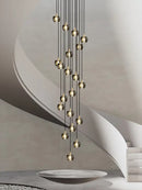 GobekUsa Black & Gold Crystal Chandelier LED Pendant Light Fixture Loft Staircase Lighting