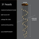 GobekUsa Black & Gold Crystal Chandelier LED Pendant Light Fixture Loft Staircase Lighting