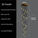 GobekUsa Black & Gold Crystal Chandelier LED Pendant Light Fixture Loft Staircase Lighting