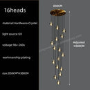 GobekUsa Black & Gold Crystal Chandelier LED Pendant Light Fixture Loft Staircase Lighting