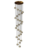 GobekUsa Black & Gold Crystal Chandelier LED Pendant Light Fixture Loft Staircase Lighting