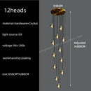 GobekUsa Black & Gold Crystal Chandelier LED Pendant Light Fixture Loft Staircase Lighting