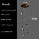 GobekUsa Black & Gold Crystal Chandelier LED Pendant Light Fixture Loft Staircase Lighting