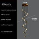 GobekUsa Black & Gold Crystal Chandelier LED Pendant Light Fixture Loft Staircase Lighting