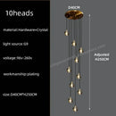 GobekUsa Black & Gold Crystal Chandelier LED Pendant Light Fixture Loft Staircase Lighting