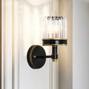 GobekUsa Modern Crystal Cylinder Wall Light - Black Flush Mount Sconce for Hallway