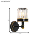 GobekUsa Modern Crystal Cylinder Wall Light - Black Flush Mount Sconce for Hallway