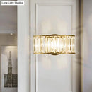 GobekUsa Contemporary Black/Gold Wall Lighting: Clear Crystal Half Cylinder Wall Lamp with 1 Light
