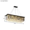 GobekUsa Modern Chrome LED Island Pendant Light with Rectangular Crystal Drip Design, 23.5"/31.5" Width
