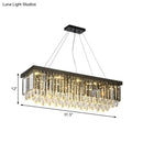 GobekUsa Modern Chrome LED Island Pendant Light with Rectangular Crystal Drip Design, 23.5"/31.5" Width