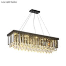 GobekUsa Modern Chrome LED Island Pendant Light with Rectangular Crystal Drip Design, 23.5"/31.5" Width