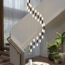 GobekUsa Crystal LED Chandelier: Luxury Stair Lighting Fixture for Staircase, Minimalist Indoor Hangings