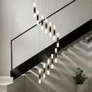 GobekUsa Crystal LED Chandelier: Luxury Stair Lighting Fixture for Staircase, Minimalist Indoor Hangings