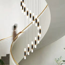 GobekUsa Crystal LED Chandelier: Luxury Stair Lighting Fixture for Staircase, Minimalist Indoor Hangings