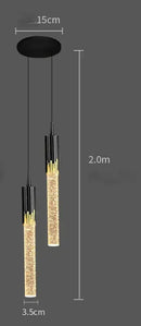 GobekUsa Crystal LED Pendant Lamp Gold Black Chandelier for Dining Living Room