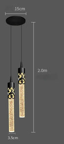 GobekUsa Crystal LED Pendant Lamp Gold Black Chandelier for Dining Living Room