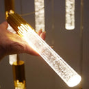 GobekUsa Crystal LED Pendant Lamp Gold Black Chandelier for Dining Living Room