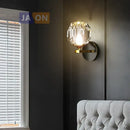 GobekUsa Crystal LED Wall Sconce for Bedroom Corridor - Designer Black Gold Wall Light
