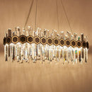 GobekUsa Traditional Black Oval Chandelier with Crystal Rods - 12 Head Dining Room Ceiling Light