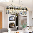 GobekUsa Traditional Black Oval Chandelier with Crystal Rods - 12 Head Dining Room Ceiling Light