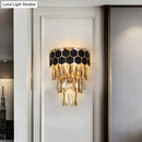 GobekUsa Modern Black Crystal Prism Wall Sconce Light Fixture - 4 Layers - 1 Light Indoor Lamp