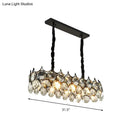 GobekUsa Modern Black/Gold Pendant Lighting Fixture with Crystal Prism Shade - 8-Bulb Dining Room Island Light