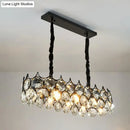 GobekUsa Modern Black/Gold Pendant Lighting Fixture with Crystal Prism Shade - 8-Bulb Dining Room Island Light