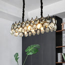 GobekUsa Modern Black/Gold Pendant Lighting Fixture with Crystal Prism Shade - 8-Bulb Dining Room Island Light