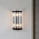 GobekUsa Modern 2-Head Tri-Sided Crystal Rod Cylinder Wall Mount Sconce Light Fixture in Black/Gold