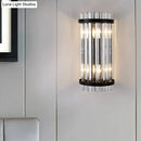 GobekUsa Modern 2-Head Tri-Sided Crystal Rod Cylinder Wall Mount Sconce Light Fixture in Black/Gold