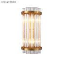 GobekUsa Modern 2-Head Tri-Sided Crystal Rod Cylinder Wall Mount Sconce Light Fixture in Black/Gold