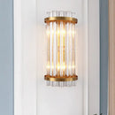 GobekUsa Modern 2-Head Tri-Sided Crystal Rod Cylinder Wall Mount Sconce Light Fixture in Black/Gold