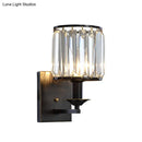 GobekUsa Modern Black/Gold Cylinder Sconce Light Fixture with Crystal Wall Mounted Lighting