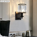 GobekUsa Modern Black/Gold Cylinder Sconce Light Fixture with Crystal Wall Mounted Lighting