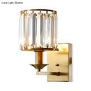 GobekUsa Modern Black/Gold Cylinder Sconce Light Fixture with Crystal Wall Mounted Lighting