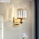 GobekUsa Modern Black/Gold Cylinder Sconce Light Fixture with Crystal Wall Mounted Lighting