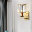 GobekUsa Modern Black/Gold Cylinder Sconce Light Fixture with Crystal Wall Mounted Lighting