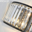 GobekUsa Modern Metal Wall Sconce with Dual Bulbs, Crystal Block & Black/Gold Finish