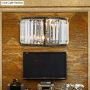 GobekUsa Modern Metal Wall Sconce with Dual Bulbs, Crystal Block & Black/Gold Finish
