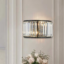 GobekUsa Modern Metal Wall Sconce with Dual Bulbs, Crystal Block & Black/Gold Finish